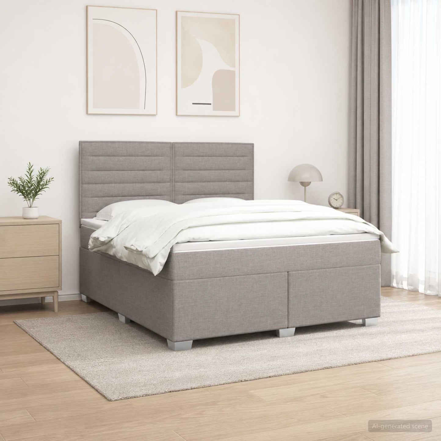 Boxspring ágy matraccal Tópszínű 140 x 200 cm Szövet
