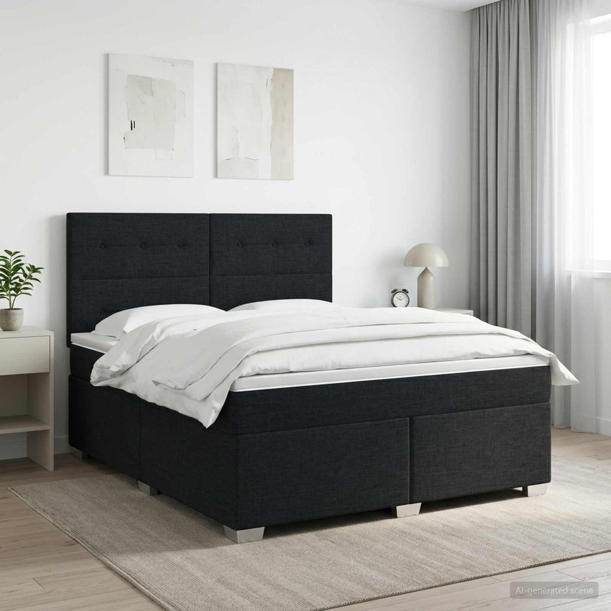 Boxspring ágy matraccal Fekete 180 x 200 cm Szövet