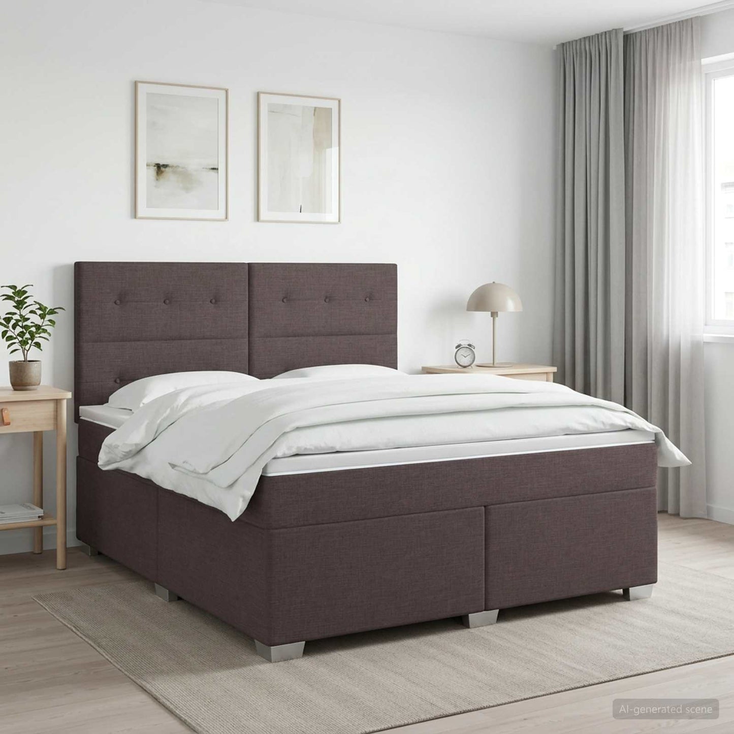 Boxspring ágy matraccal Sötét Barna 160 x 200 cm Szövet
