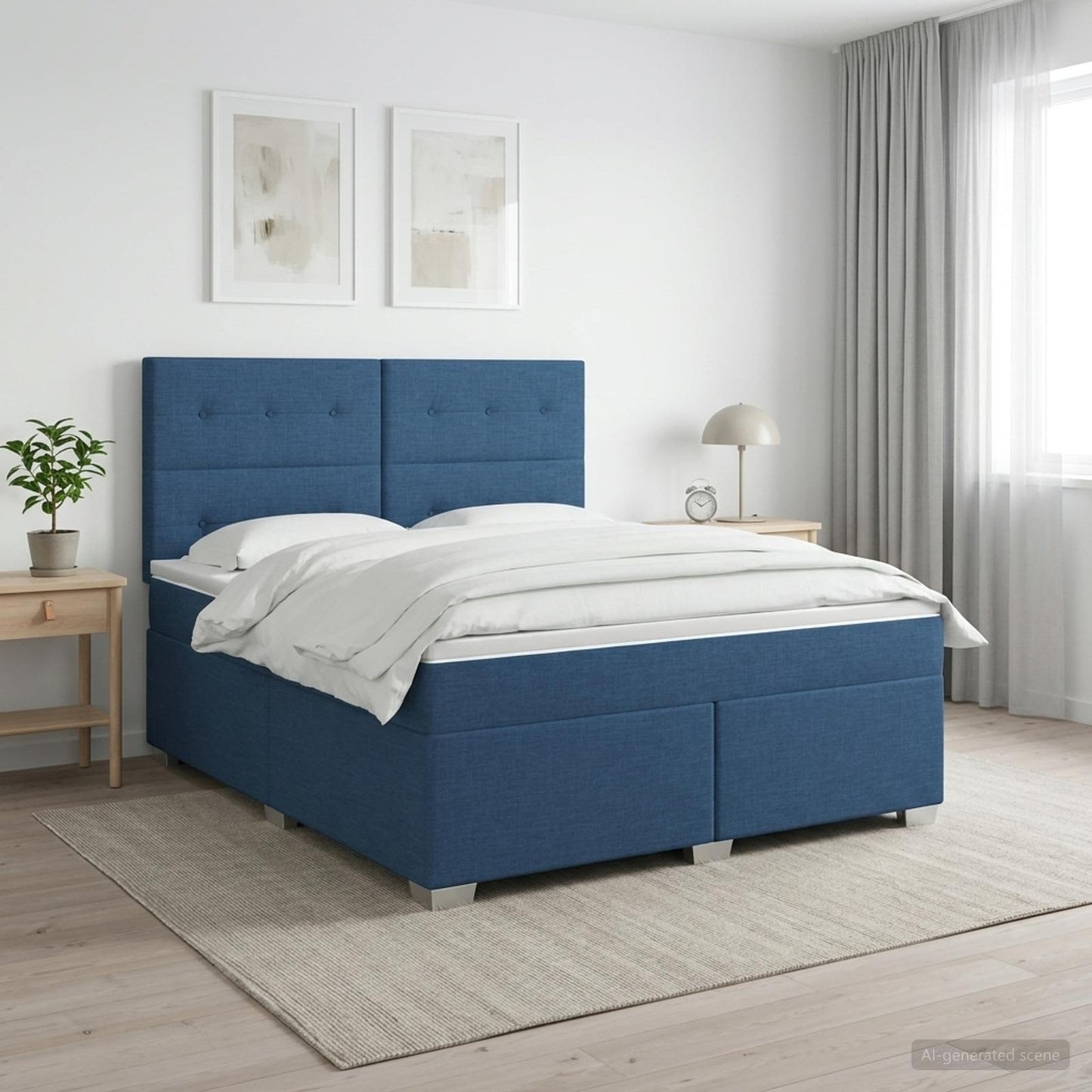Boxspring ágy matraccal fejtámlával Kék 180 x 200 cm Szövet