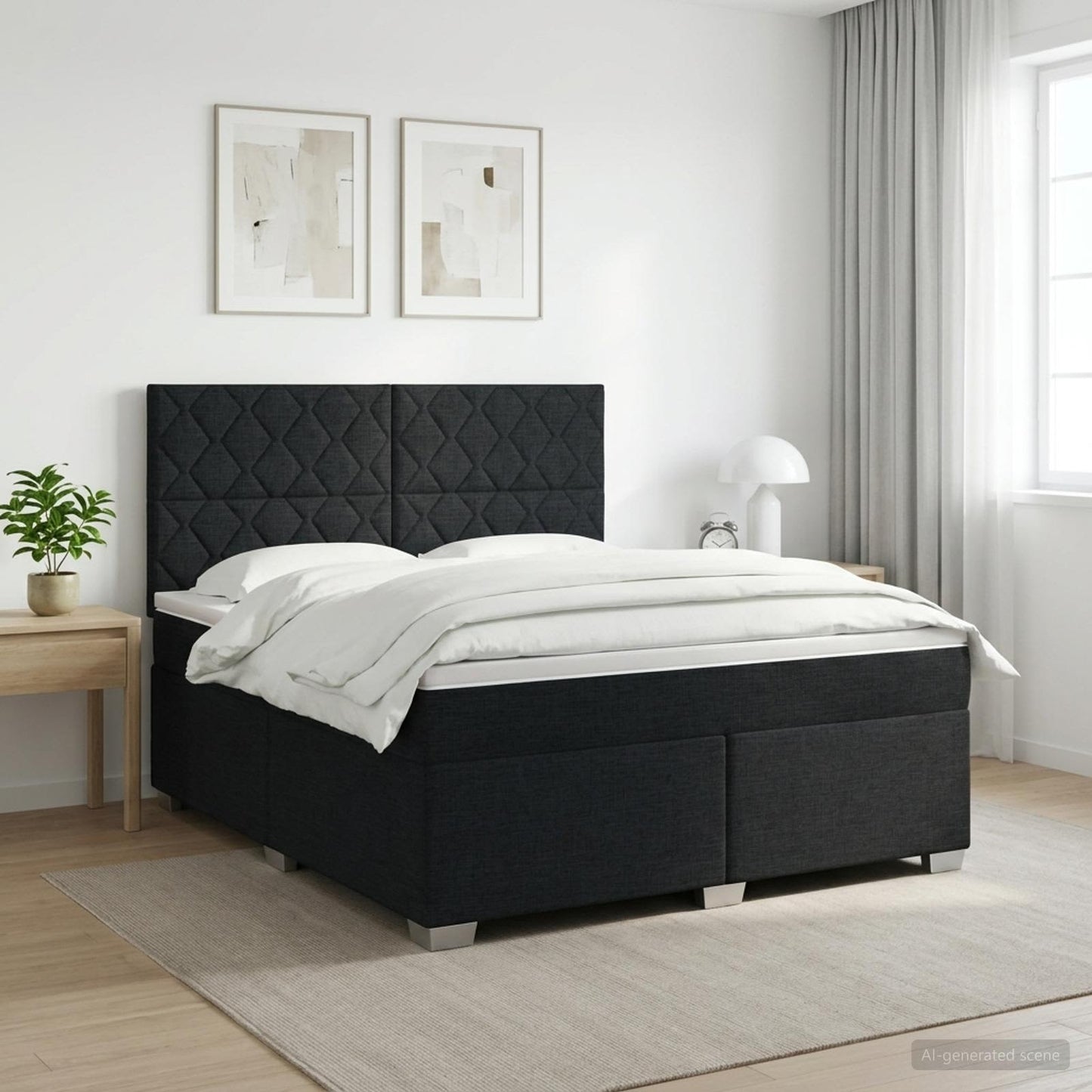 Boxspring ágy matraccal fejtámlával Fekete 180 x 200 cm Szövet