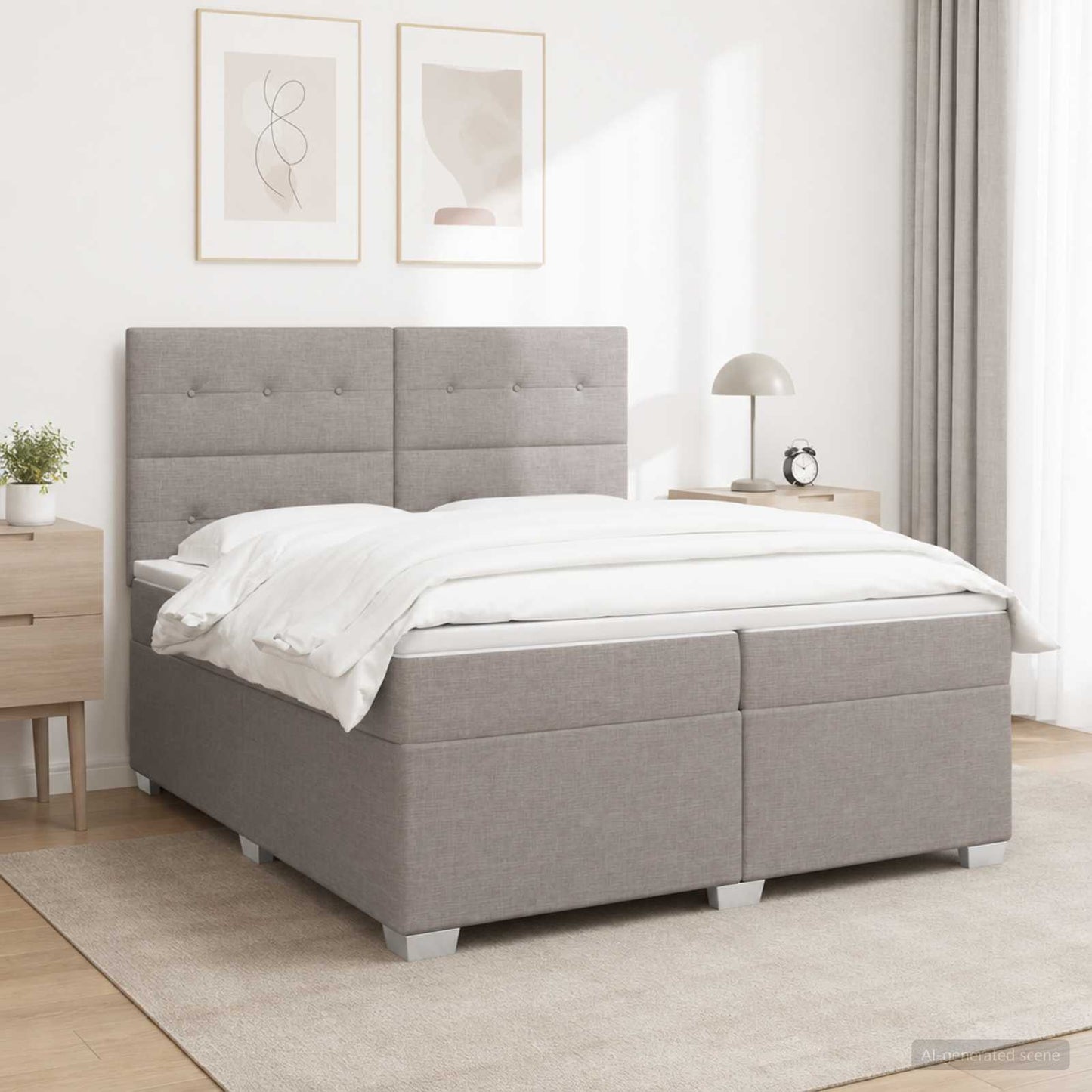 Boxspring ágy matraccal Tópszínű 200 x 200 cm Szövet