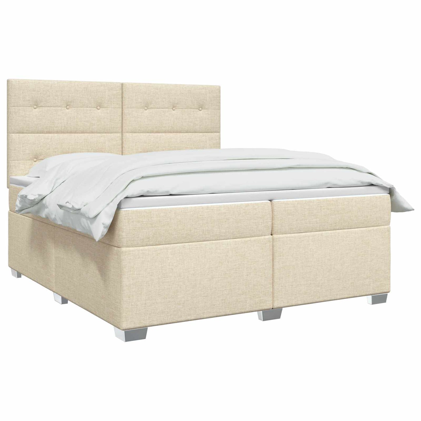 Boxspring ágy matraccal Krémszínű 200 x 200 cm Szövet