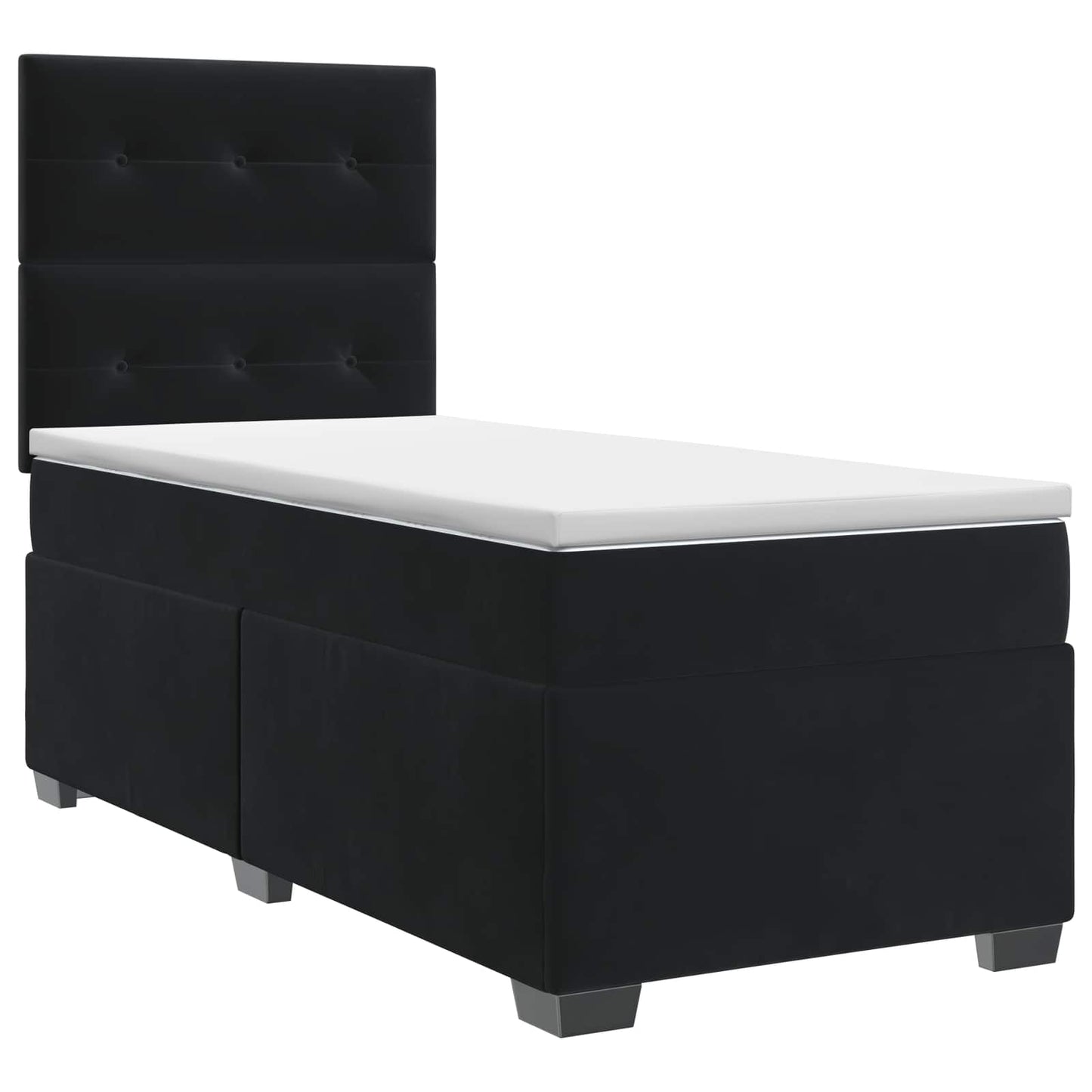 Boxspring ágy matraccal fejtámlával Fekete 80 x 200 cm Bársony