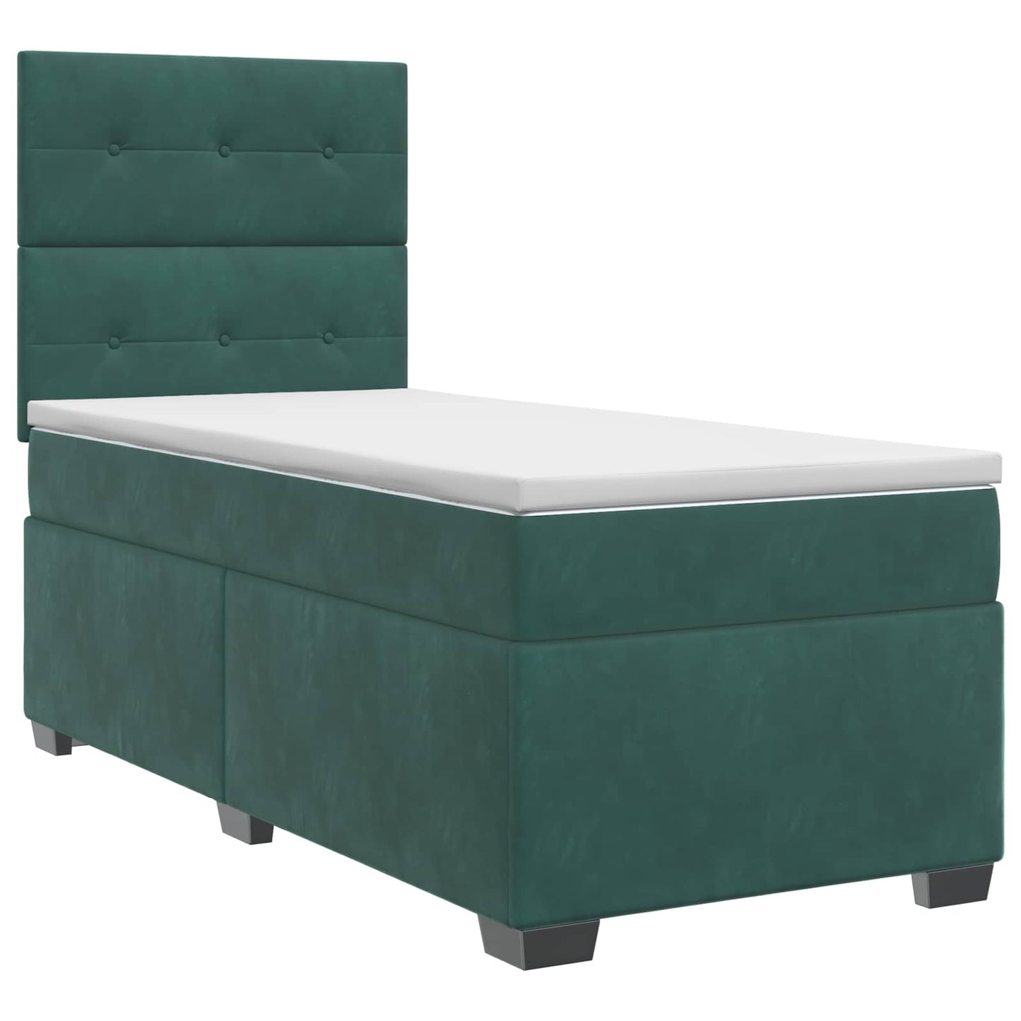 Boxspring ágy matraccal Sötétzöld 80 x 200 cm Bársony