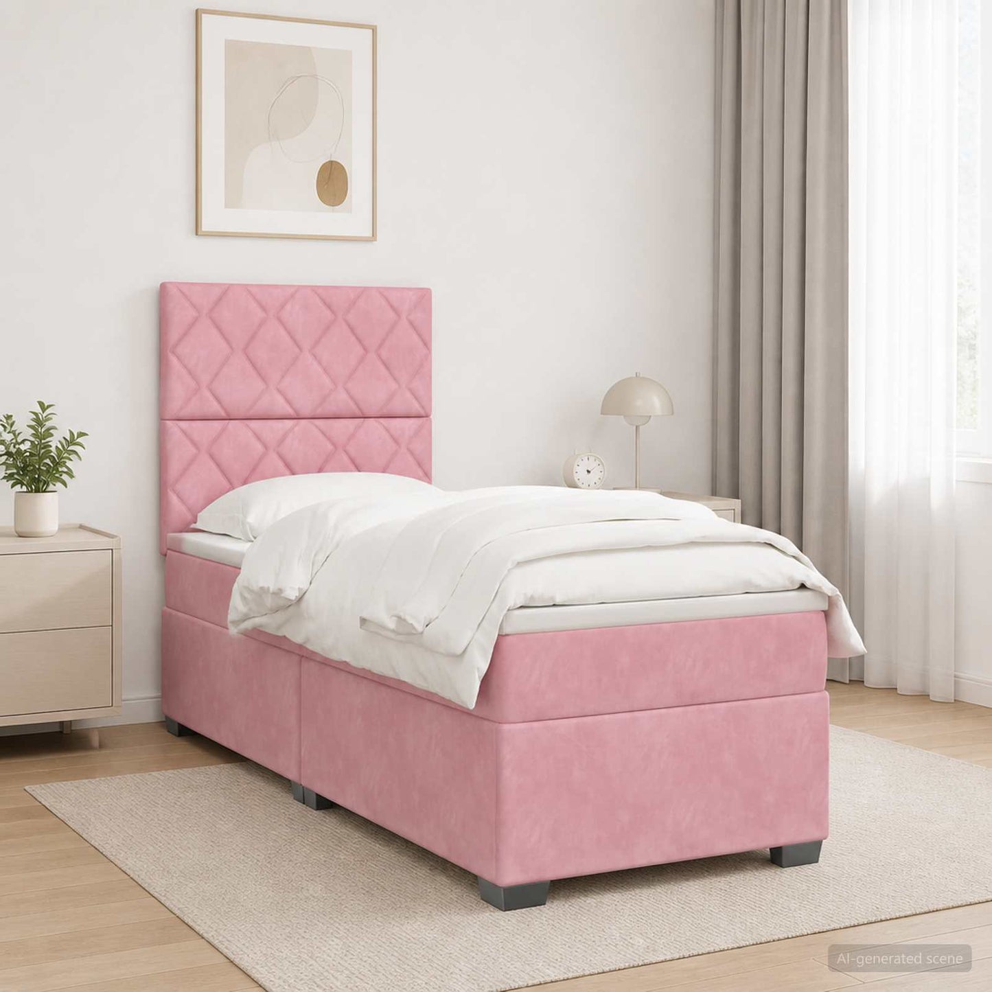 Boxspring ágy matraccal Rózsaszín 80 x 200 cm Bársony