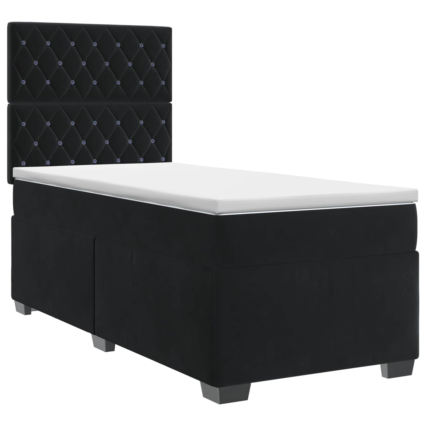 Boxspring ágy matraccal fejtámlával Fekete 90 x 190 cm Bársony
