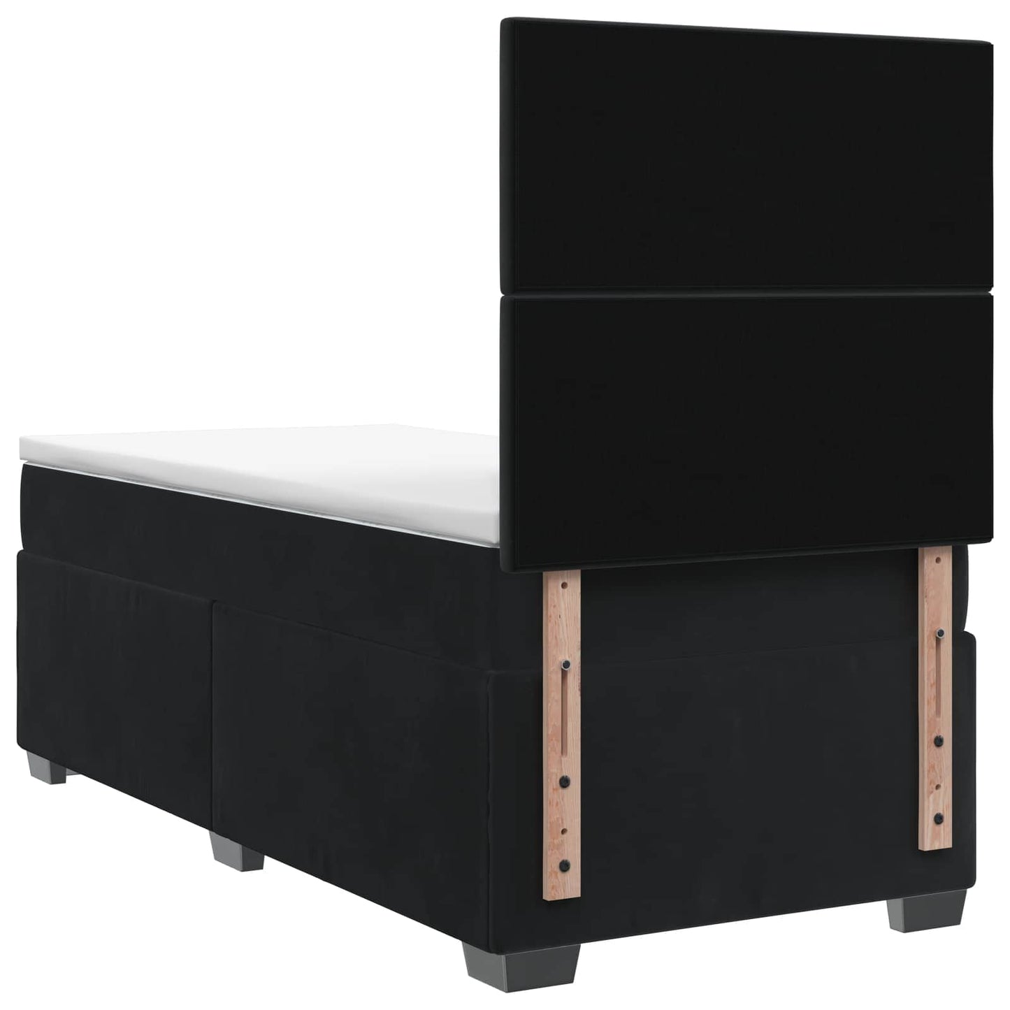Boxspring ágy matraccal fejtámlával Fekete 90 x 190 cm Bársony