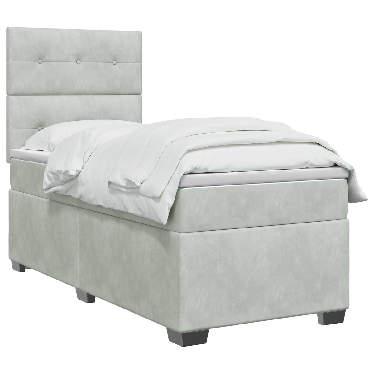 Boxspring ágy matraccal Világosszürke 90 x 190 cm Bársony