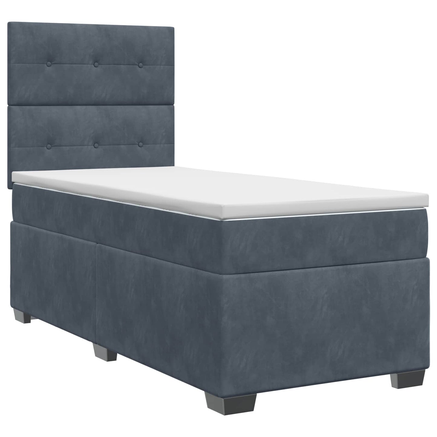 Boxspring ágy matraccal Sötétszürke 90 x 190 cm Bársony