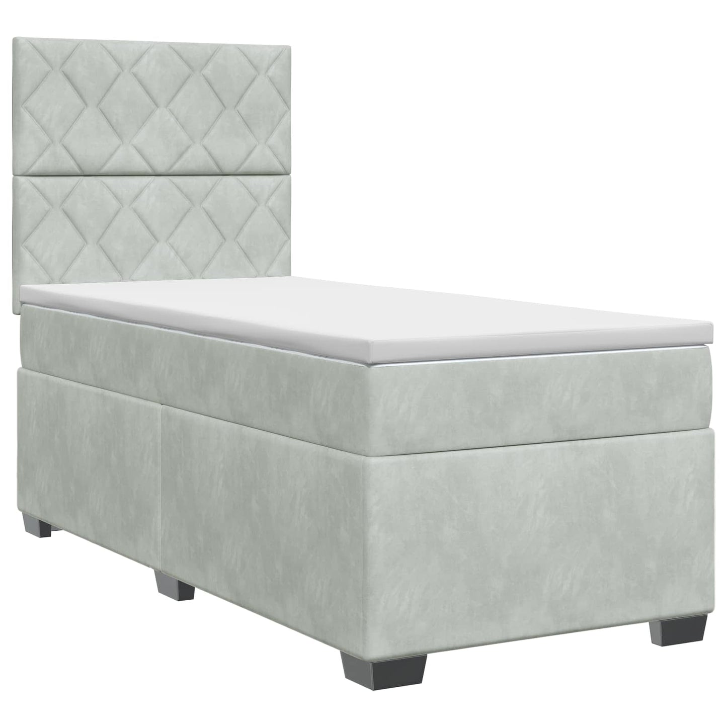 Boxspring ágy matraccal Világosszürke 90 x 190 cm Bársony