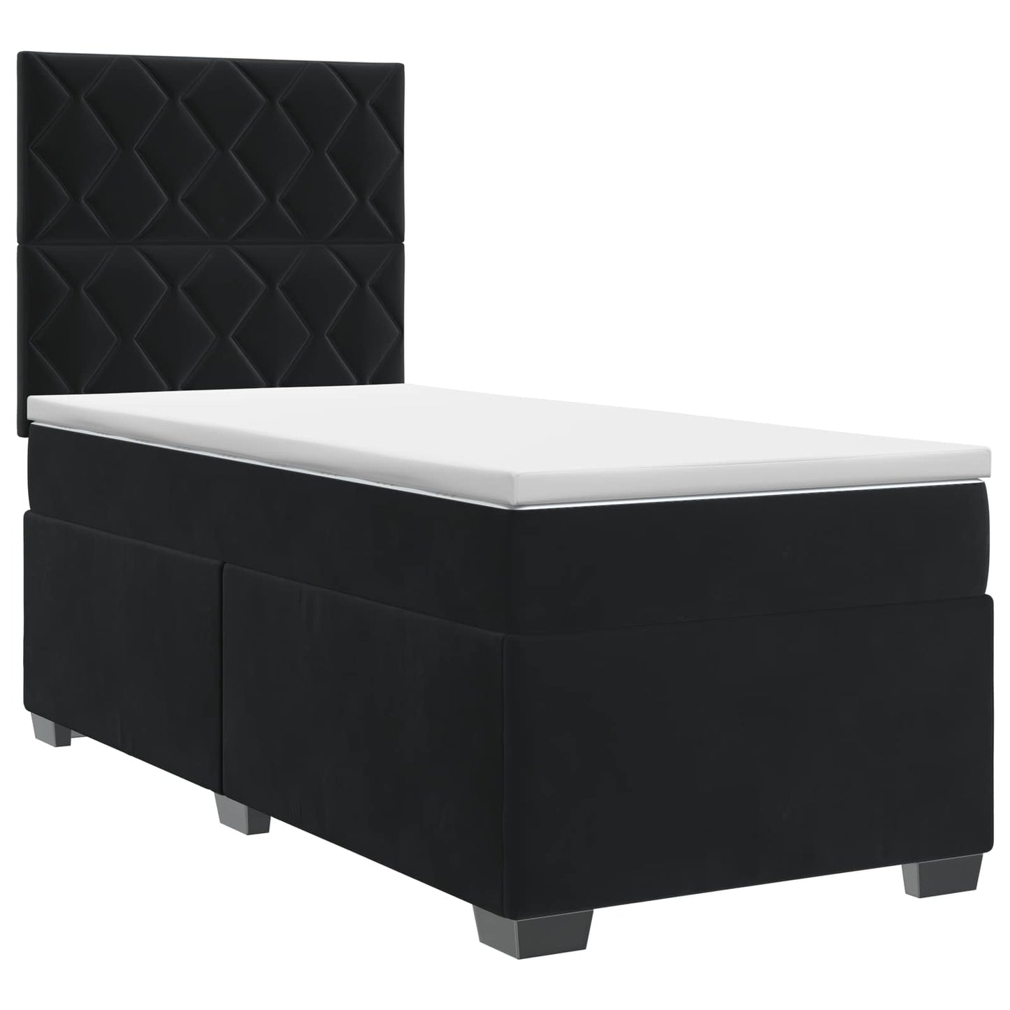 Boxspring ágy matraccal fejtámlával Fekete 90 x 190 cm Bársony
