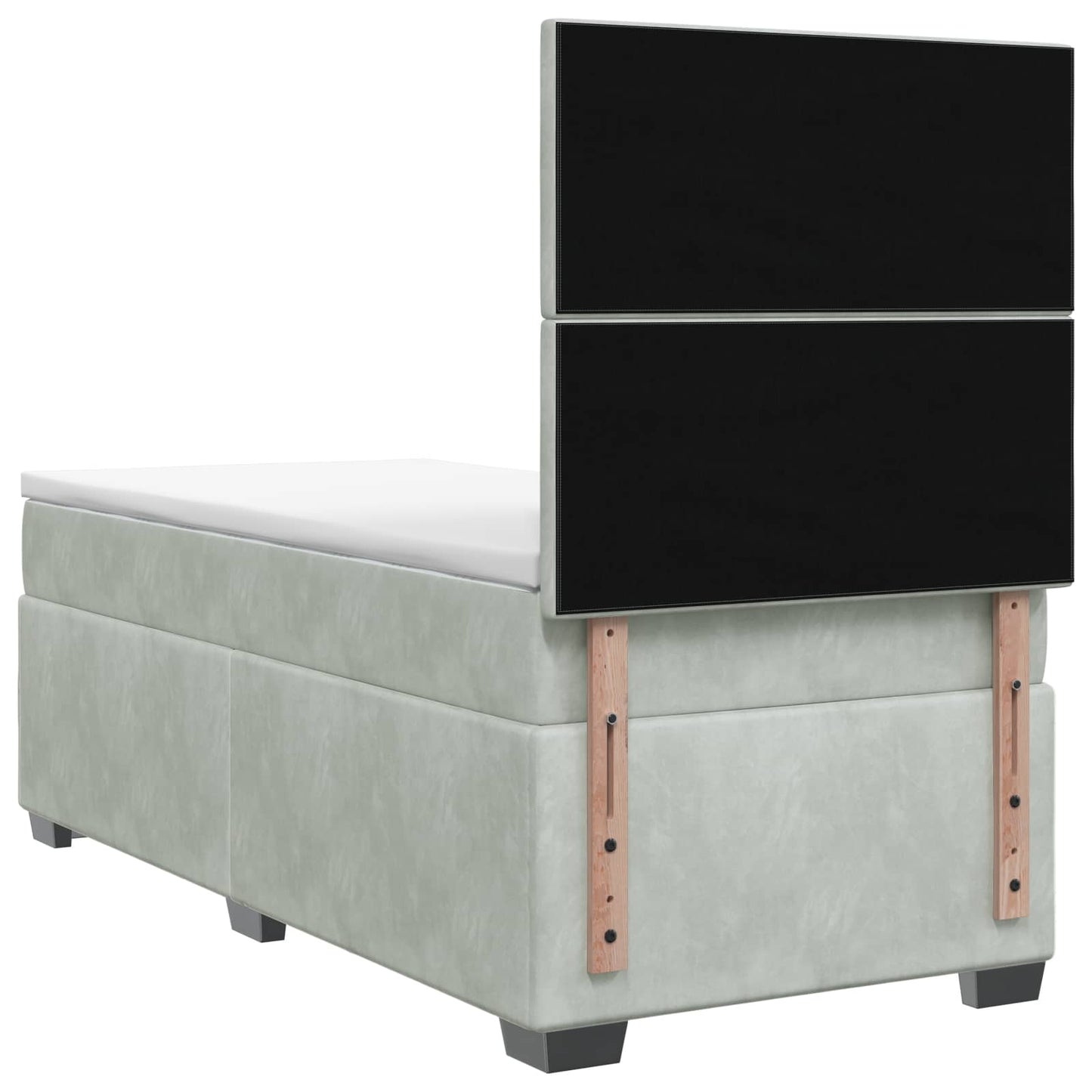 Boxspring ágy matraccal Világosszürke 90 x 200 cm Bársony
