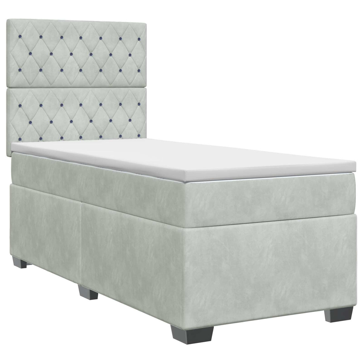 Boxspring ágy matraccal Világosszürke 100 x 200 cm Bársony
