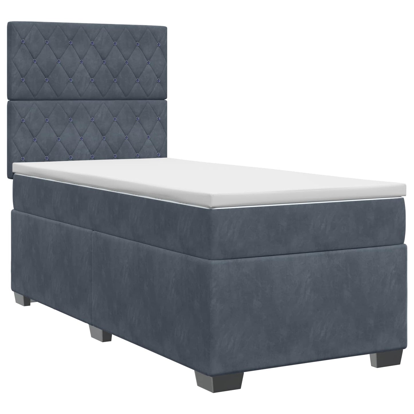 Boxspring ágy matraccal Sötétszürke 100 x 200 cm Bársony