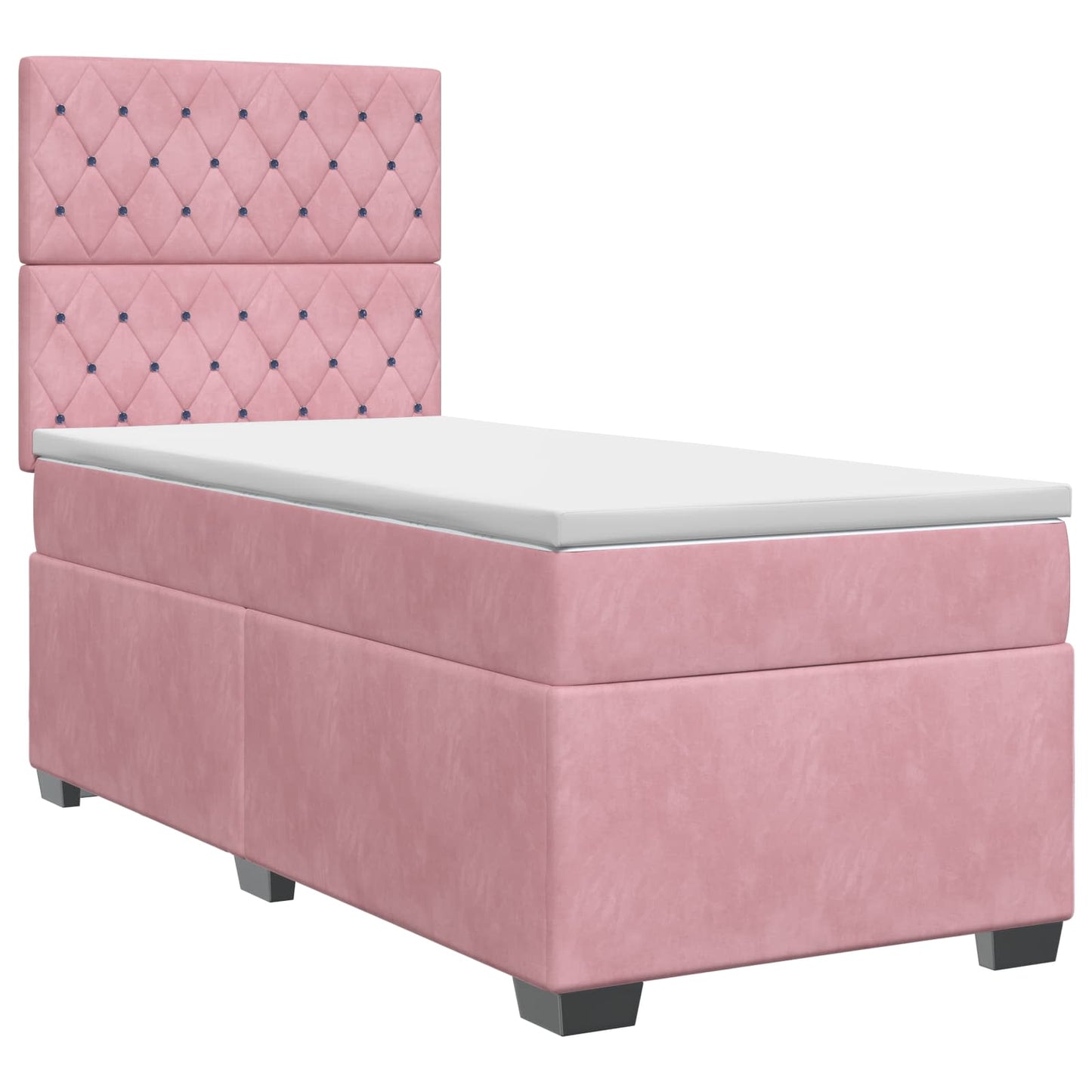 Boxspring ágy matraccal Rózsaszín 100 x 200 cm Bársony
