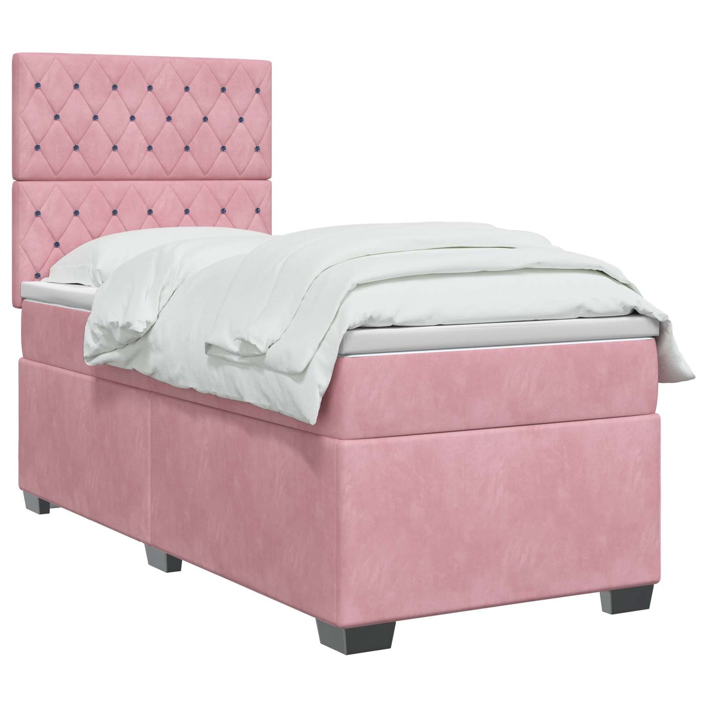 Boxspring ágy matraccal Rózsaszín 100 x 200 cm Bársony
