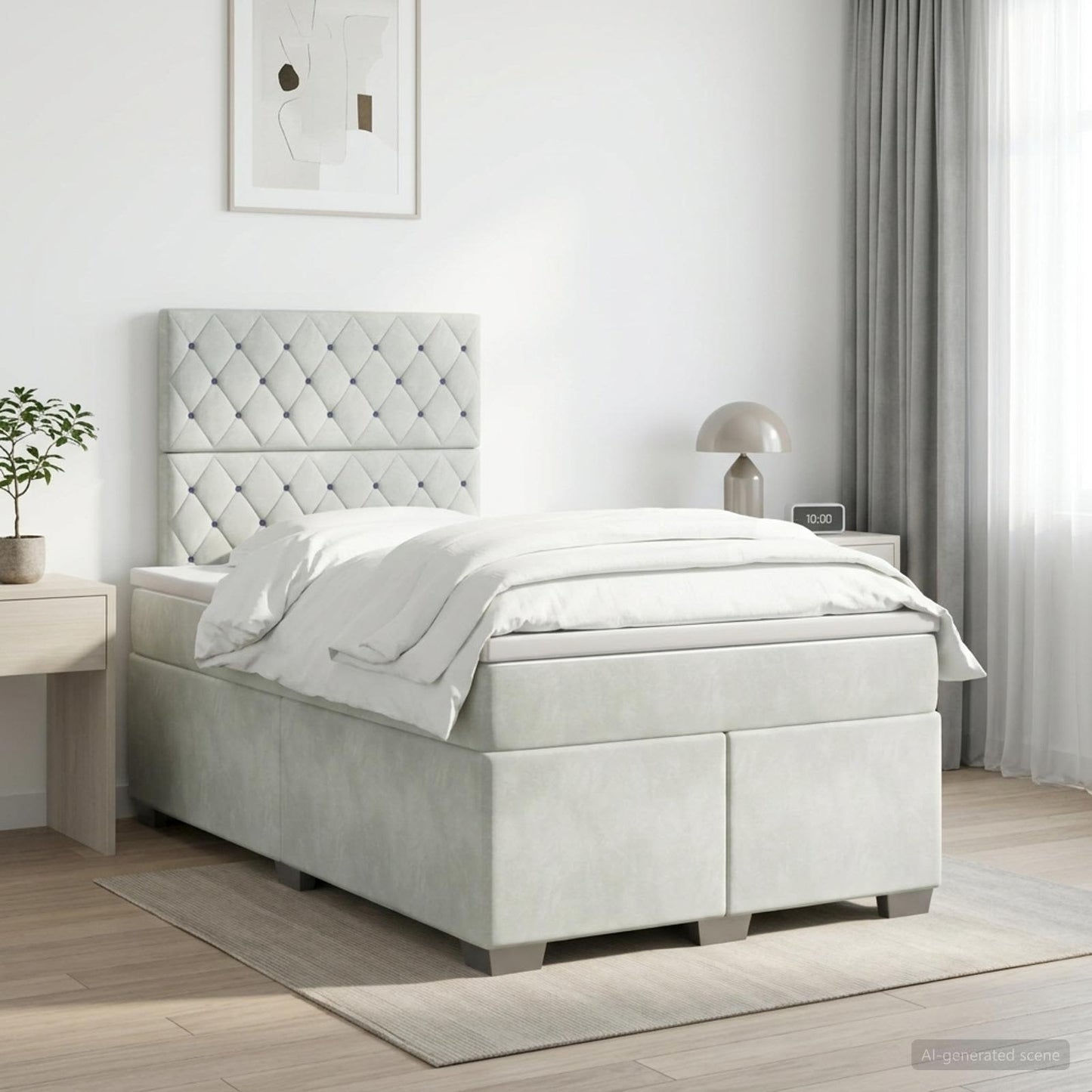 Boxspring ágy matraccal Világosszürke 120 x 190 cm Bársony