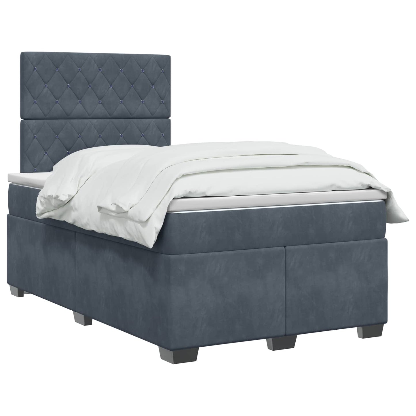 Boxspring ágy matraccal Sötétszürke 120 x 190 cm Bársony
