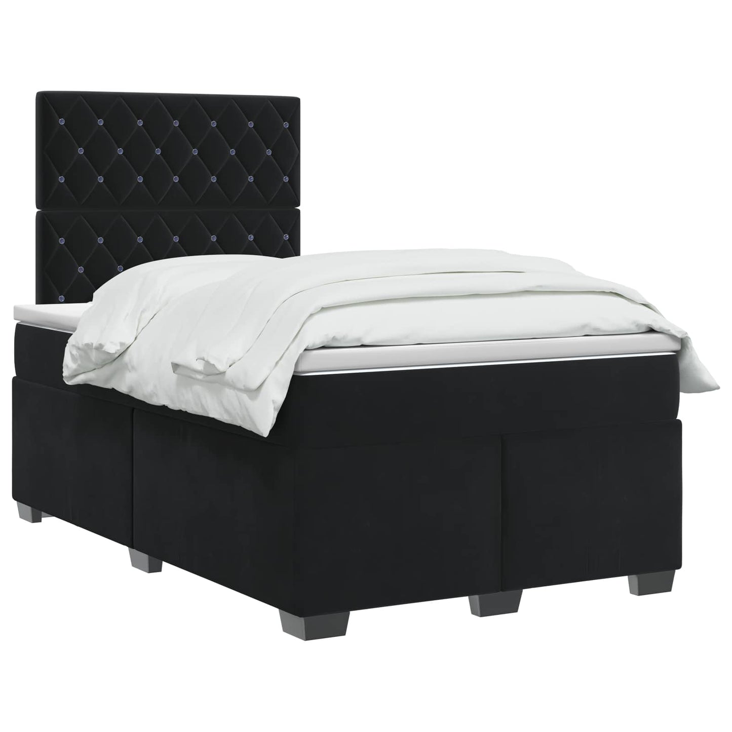 Boxspring ágy matraccal fejtámlával Fekete 120 x 190 cm Bársony