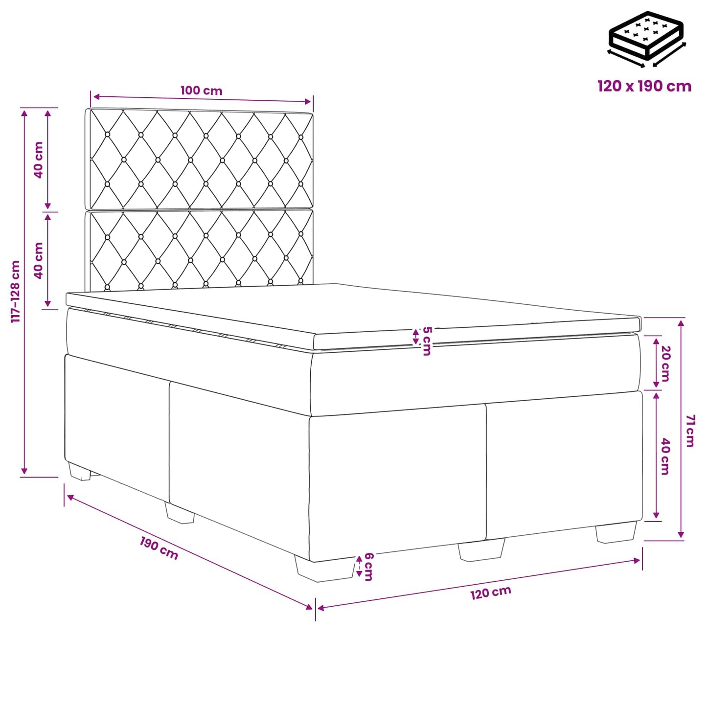 Boxspring ágy matraccal Sötétzöld 120 x 190 cm Bársony