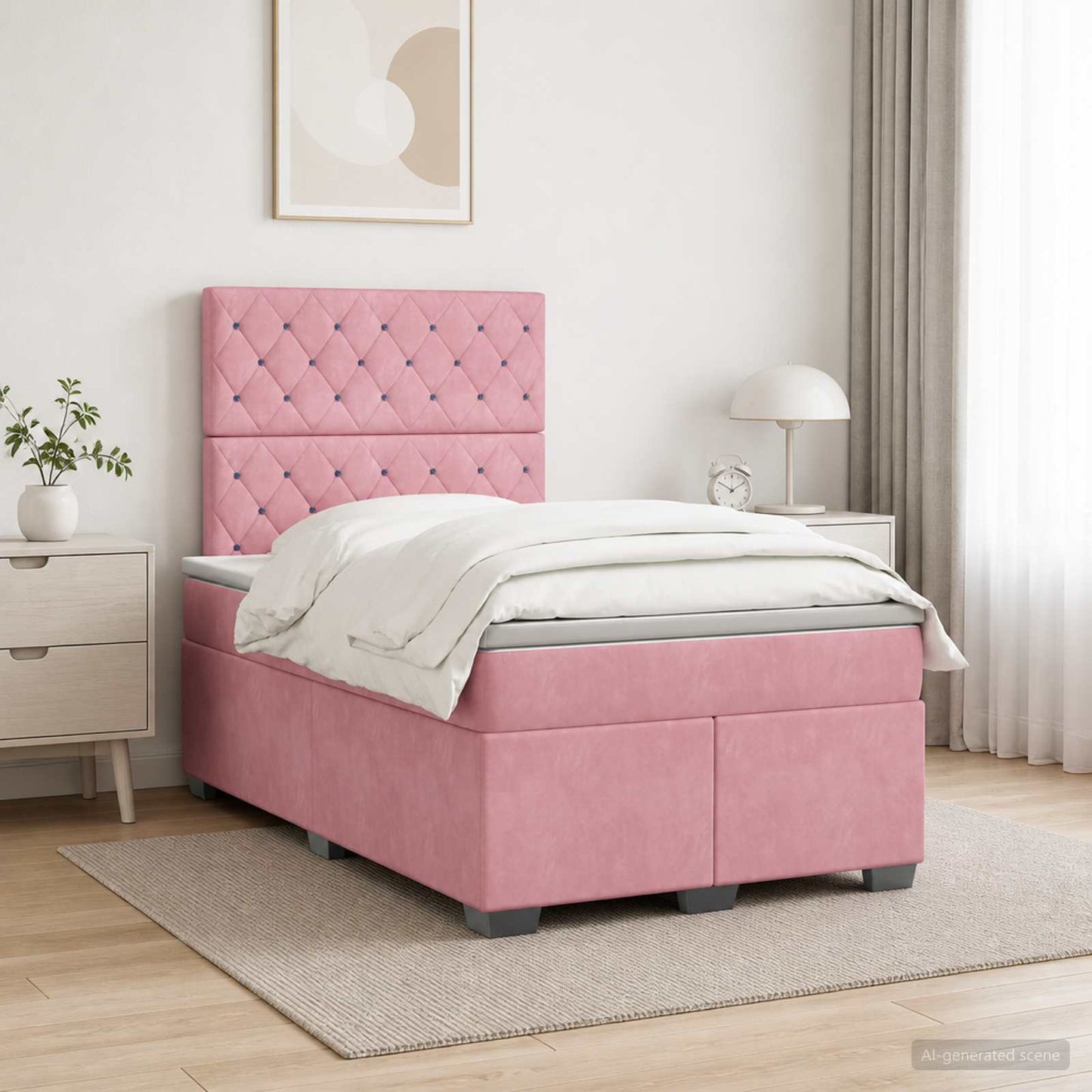Boxspring ágy matraccal Rózsaszín 120 x 190 cm Bársony