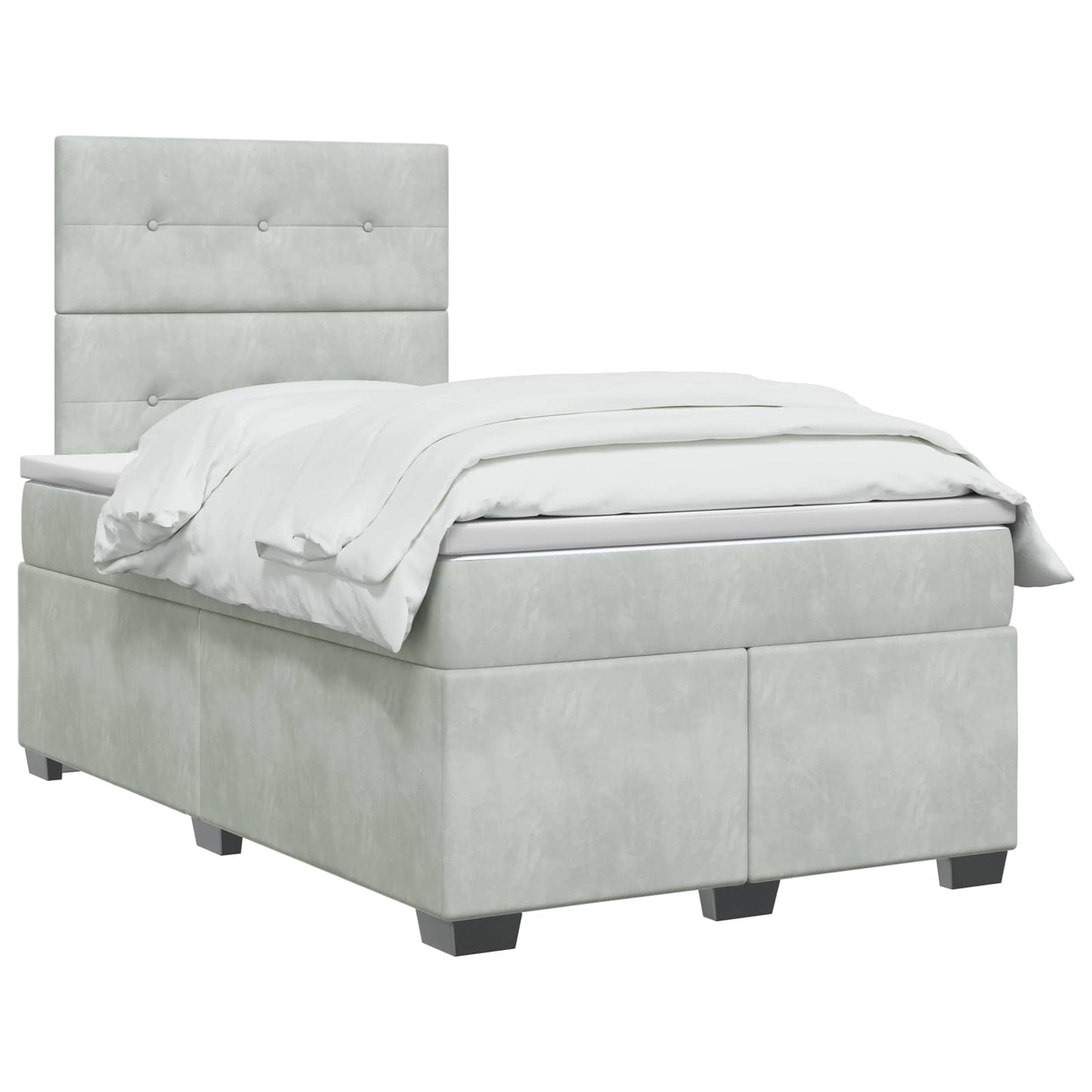 Boxspring ágy matraccal Világosszürke 120 x 190 cm Bársony