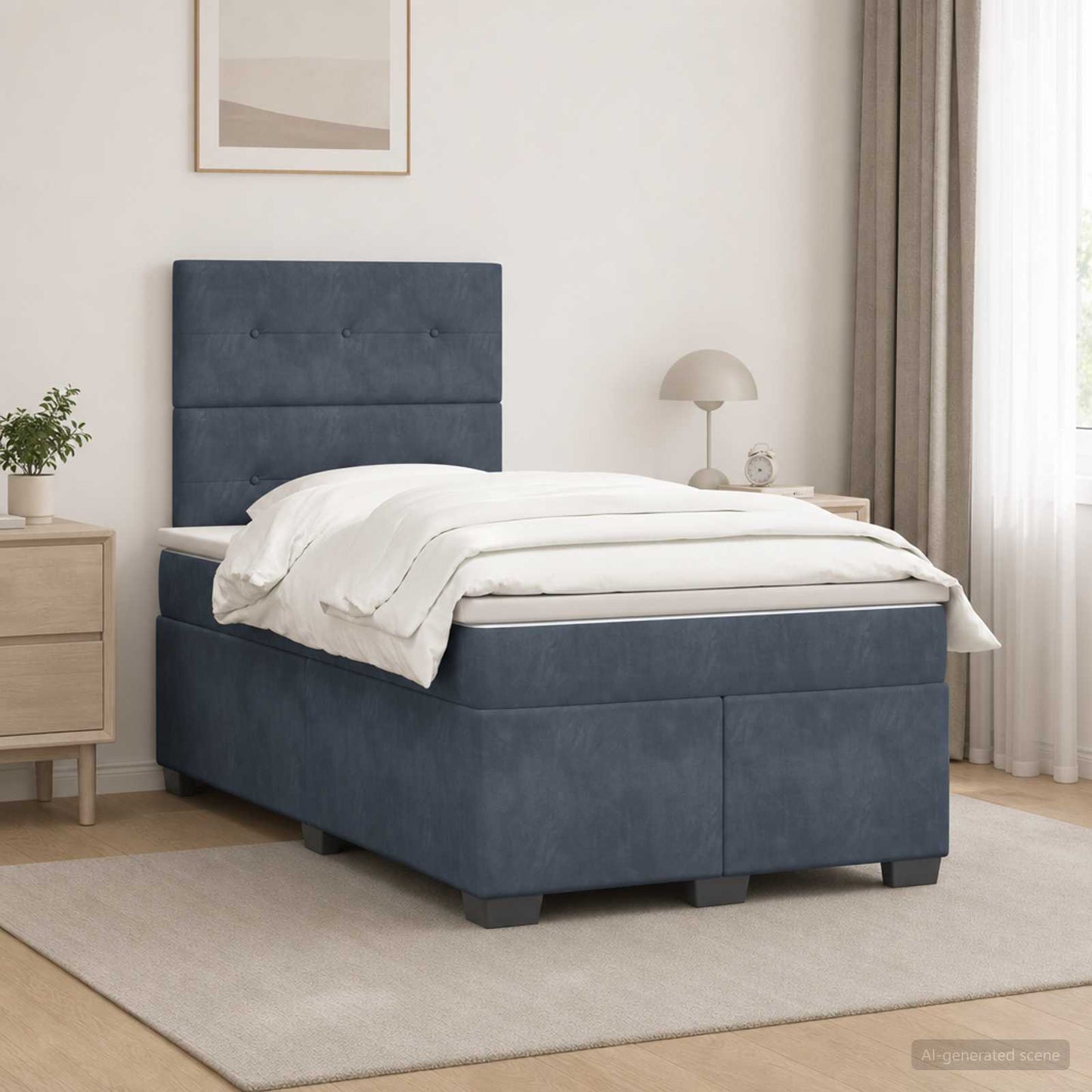 Boxspring ágy matraccal Sötétszürke 120 x 190 cm Bársony