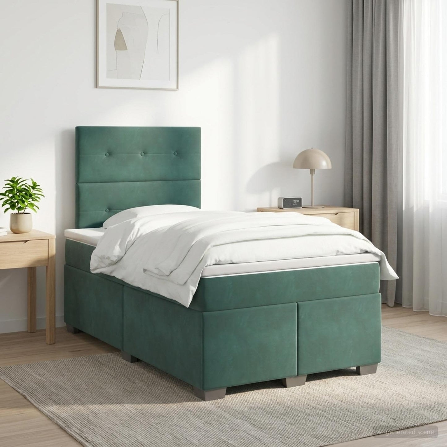 Boxspring ágy matraccal Sötétzöld 120 x 190 cm Bársony