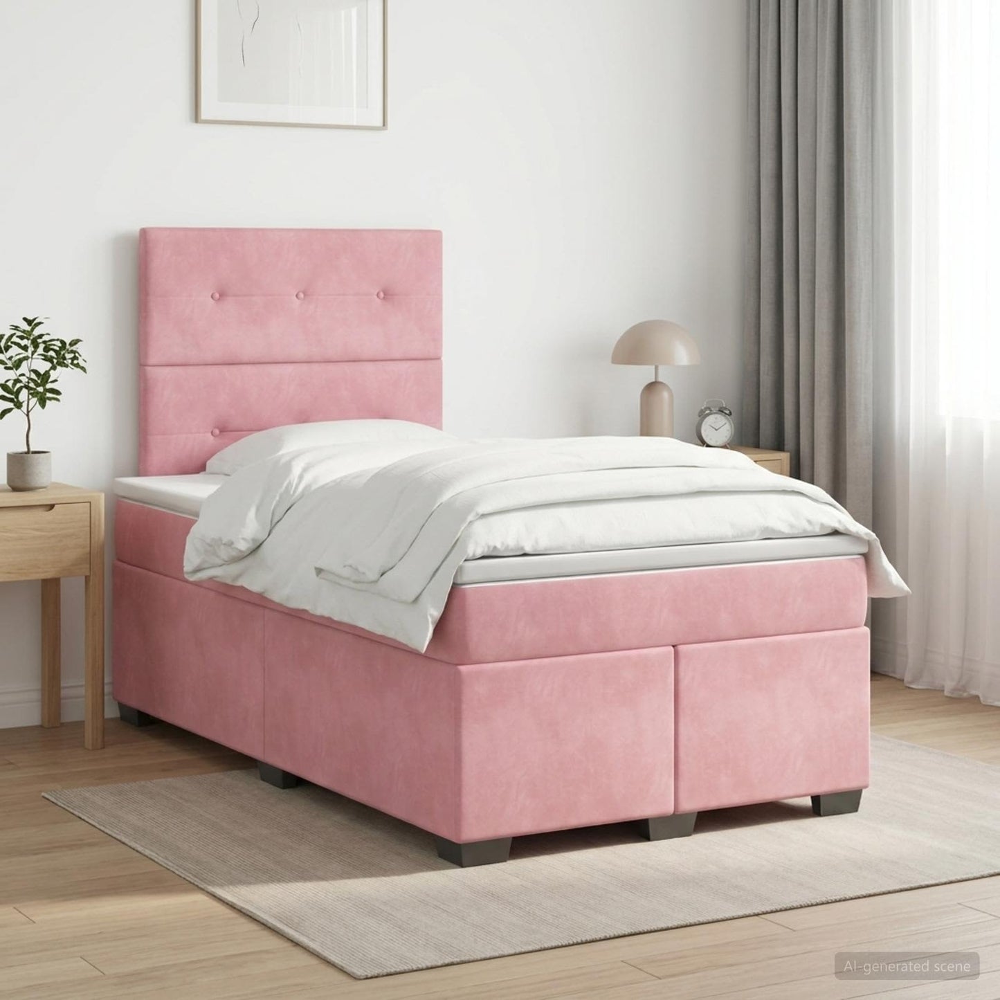 Boxspring ágy matraccal Rózsaszín 120 x 190 cm Bársony