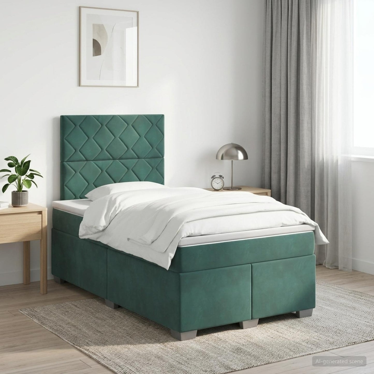 Boxspring ágy matraccal Sötétzöld 120 x 190 cm Bársony