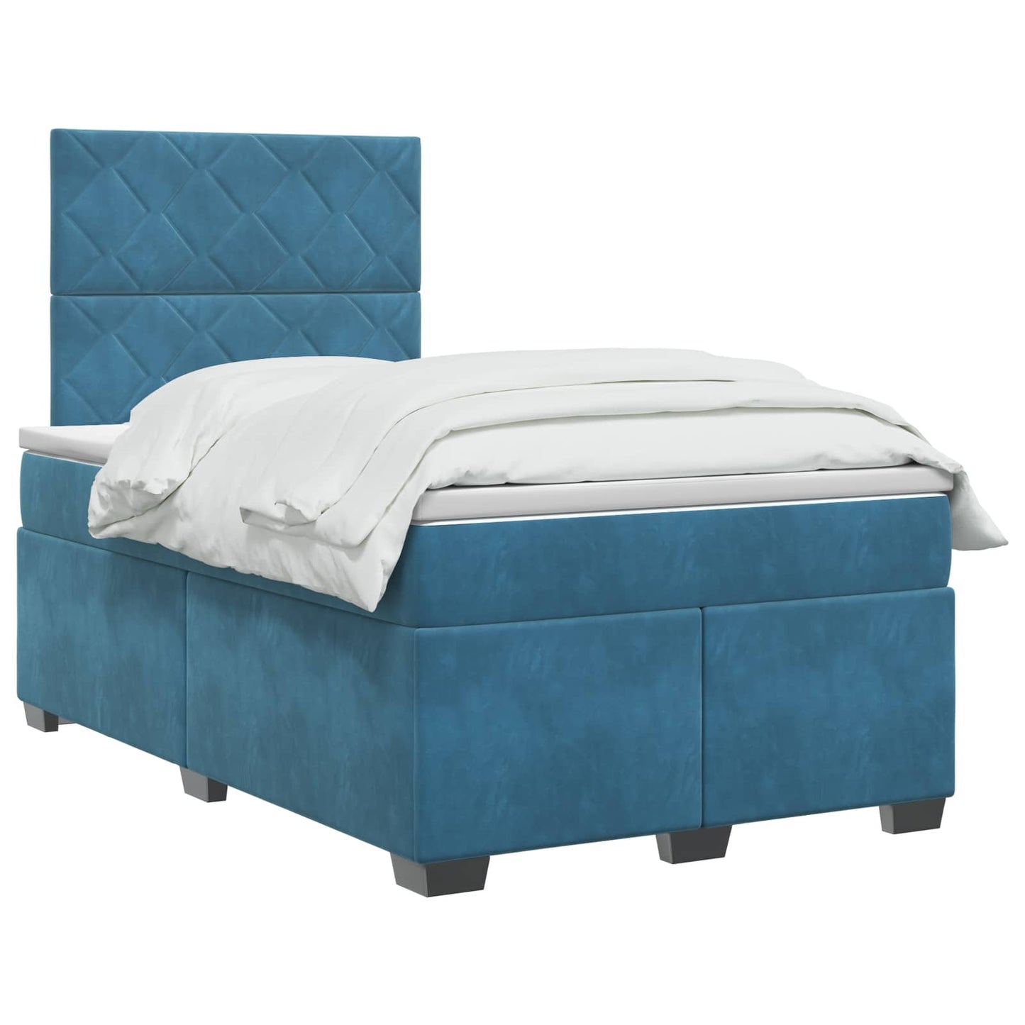 Boxspring ágy matraccal fejtámlával Kék 120 x 190 cm Bársony