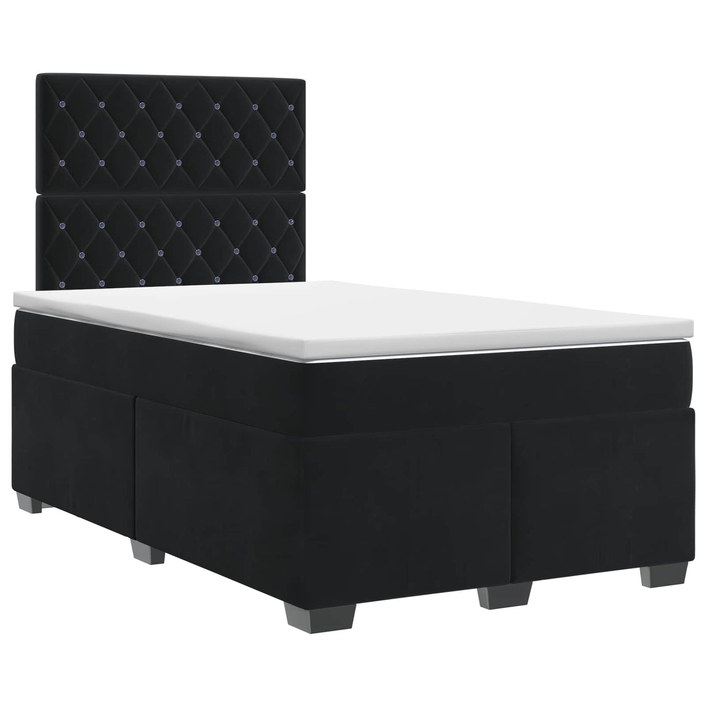 Boxspring ágy matraccal fejtámlával Fekete 120 x 200 cm Bársony