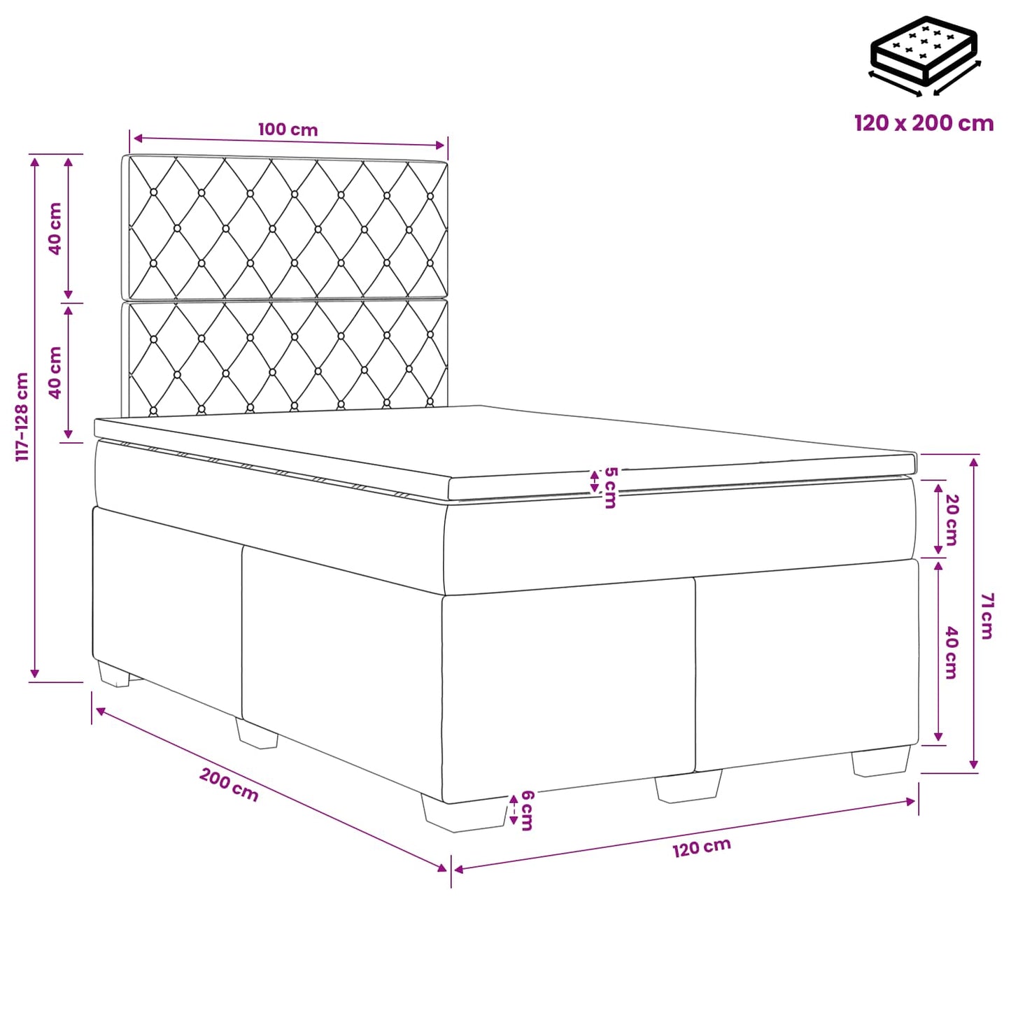 Boxspring ágy matraccal Sötétzöld 120 x 200 cm Bársony