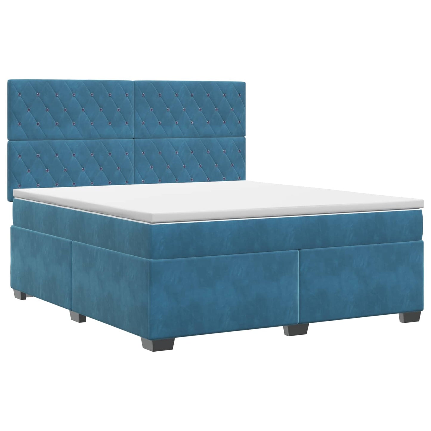 Boxspring ágy matraccal fejtámlával Kék 140 x 190 cm Bársony