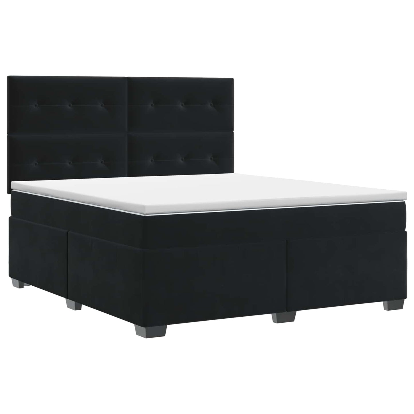 Boxspring ágy matraccal fejtámlával Fekete 160 x 200 cm Bársony