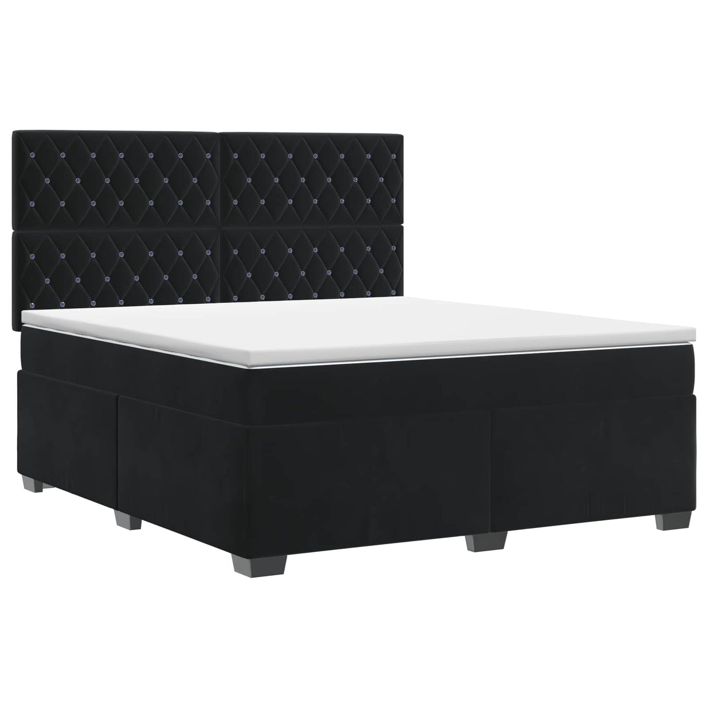 Boxspring ágy matraccal fejtámlával Fekete 180 x 200 cm Bársony