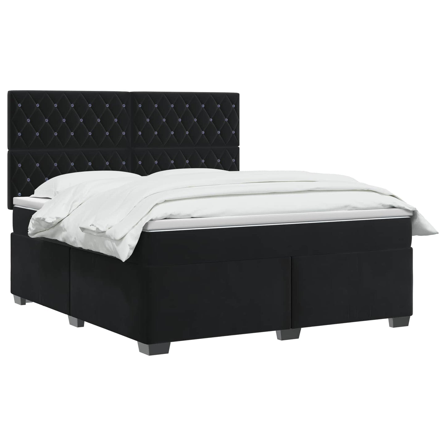 Boxspring ágy matraccal fejtámlával Fekete 180 x 200 cm Bársony