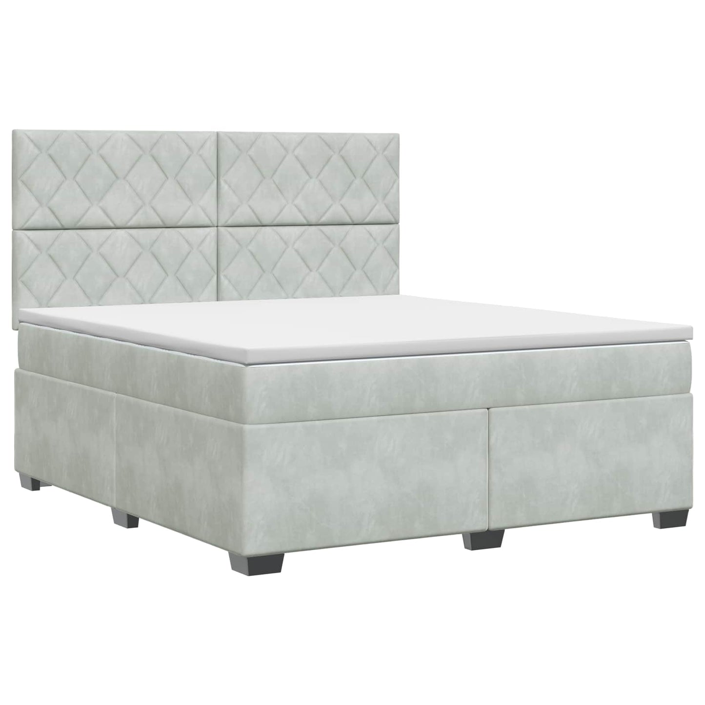 Boxspring ágy matraccal Világosszürke 180 x 200 cm Bársony