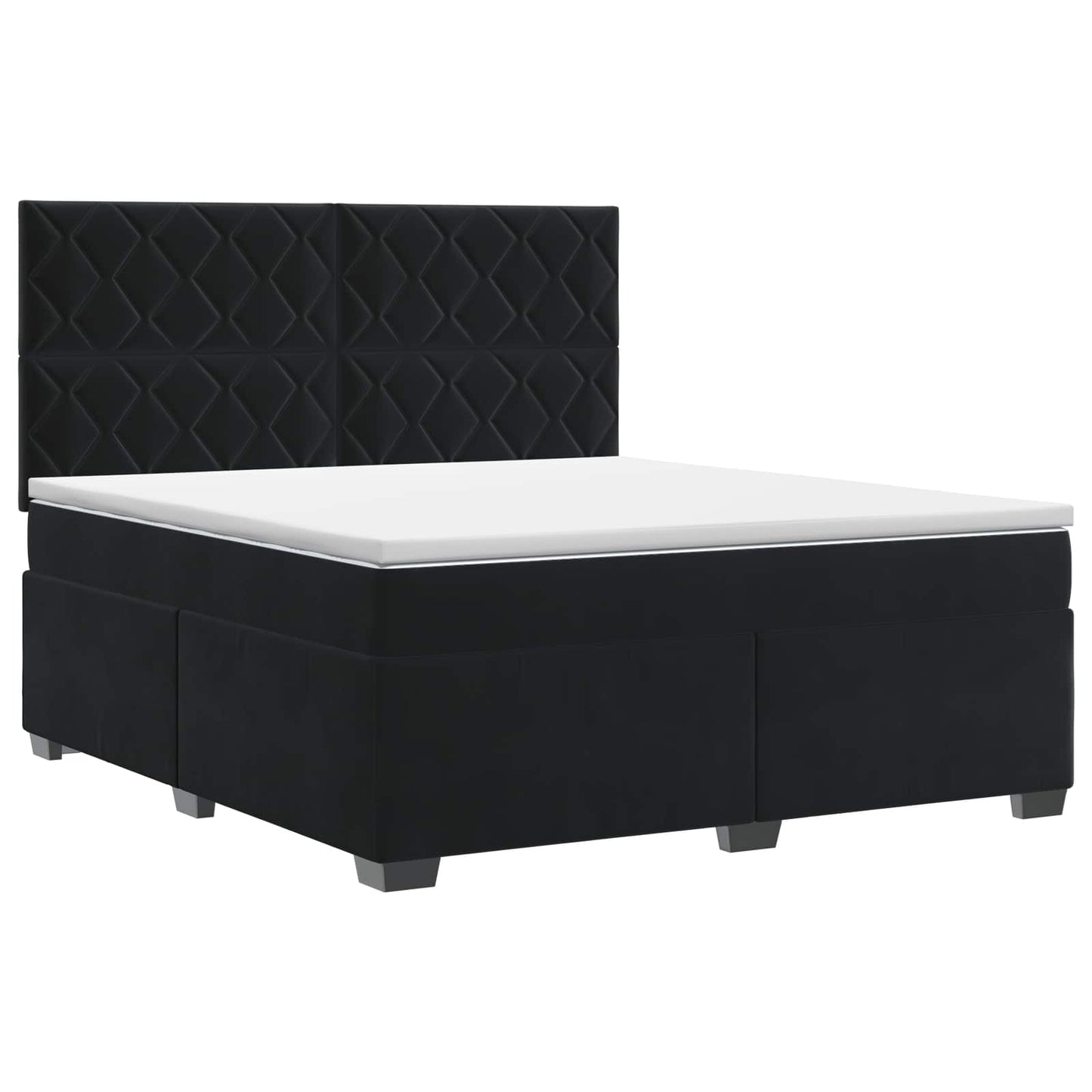 Boxspring ágy matraccal fejtámlával Fekete 180 x 200 cm Bársony