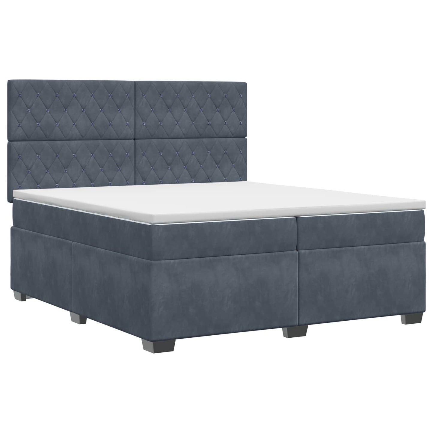 Boxspring ágy matraccal Sötétszürke 200 x 200 cm Bársony