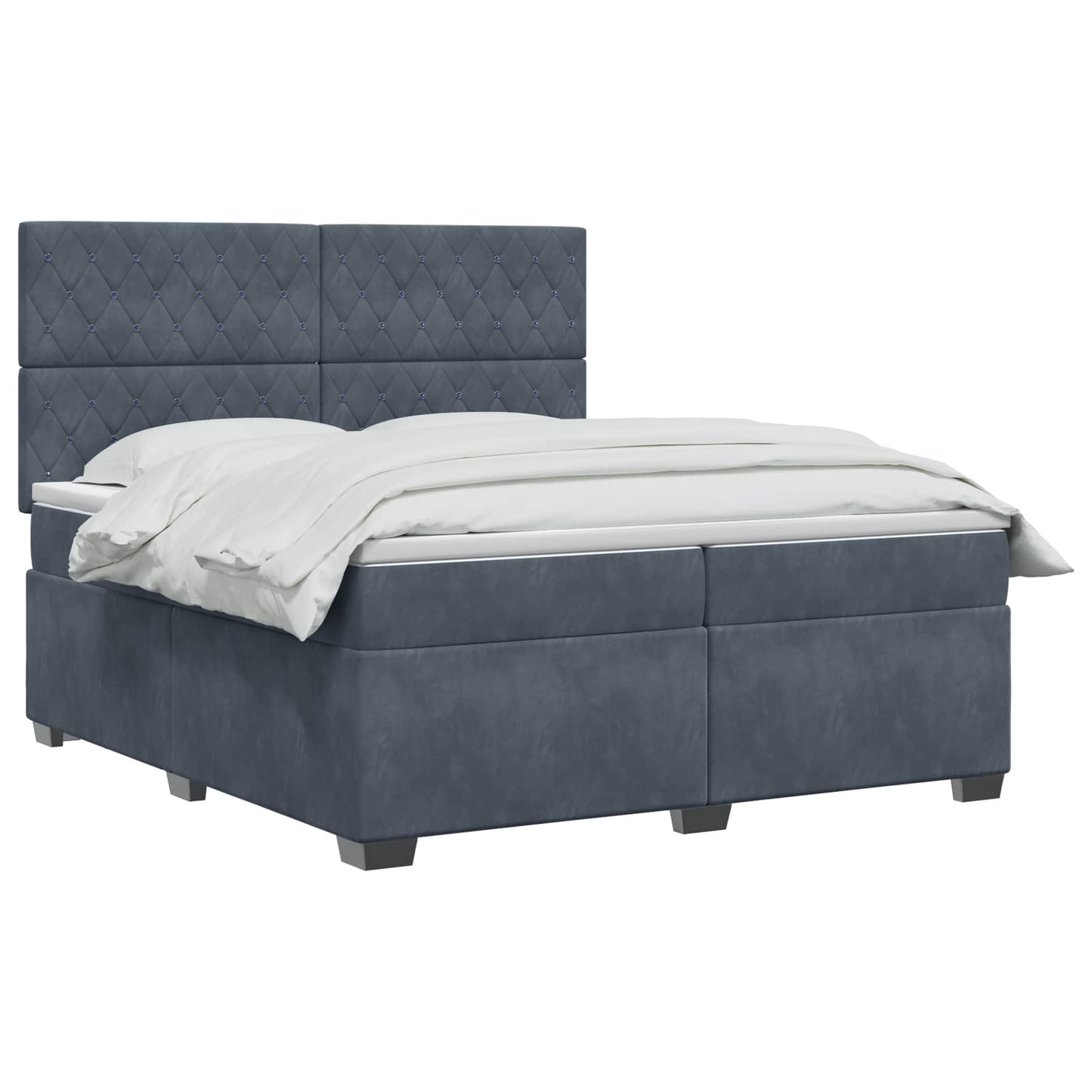 Boxspring ágy matraccal Sötétszürke 200 x 200 cm Bársony