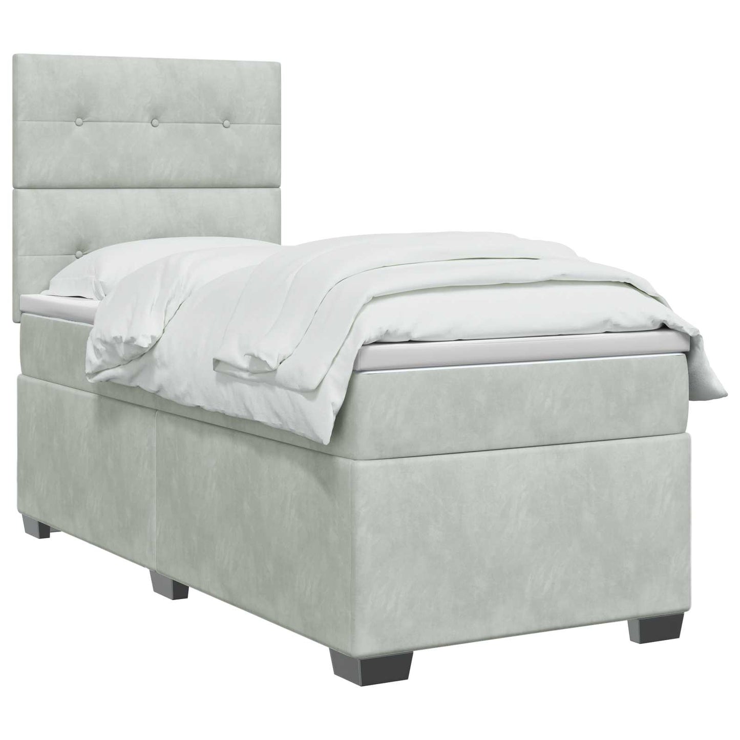Boxspring ágy matraccal Világosszürke Egyszemélyes Bársony