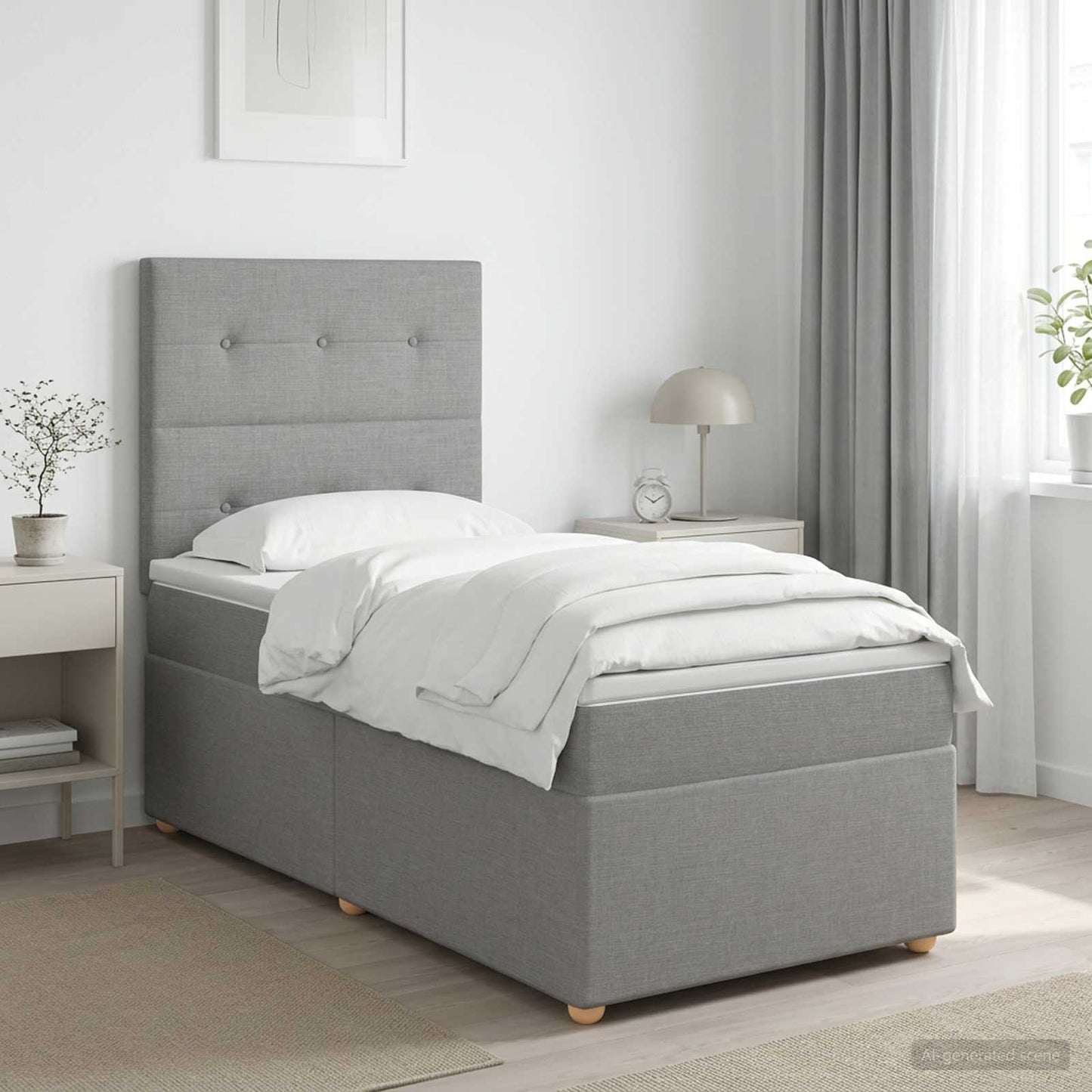 Boxspring ágy matraccal Világosszürke Egyszemélyes Szövet