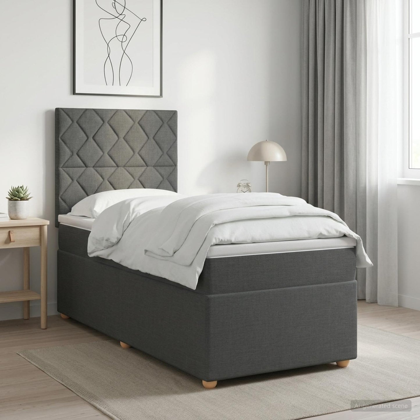 Boxspring ágy matraccal Sötétszürke 80 x 200 cm Szövet