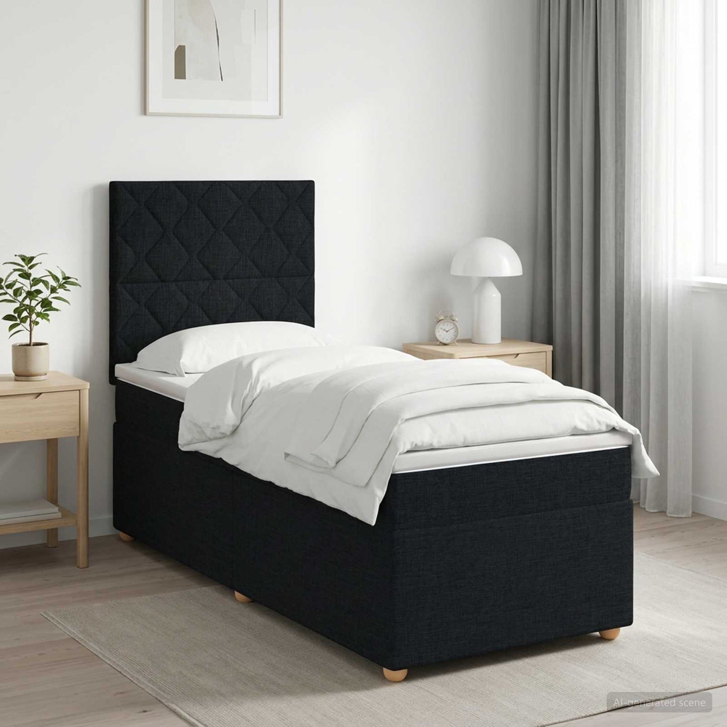 Boxspring ágy matraccal fejtámlával Fekete 80 x 200 cm Szövet