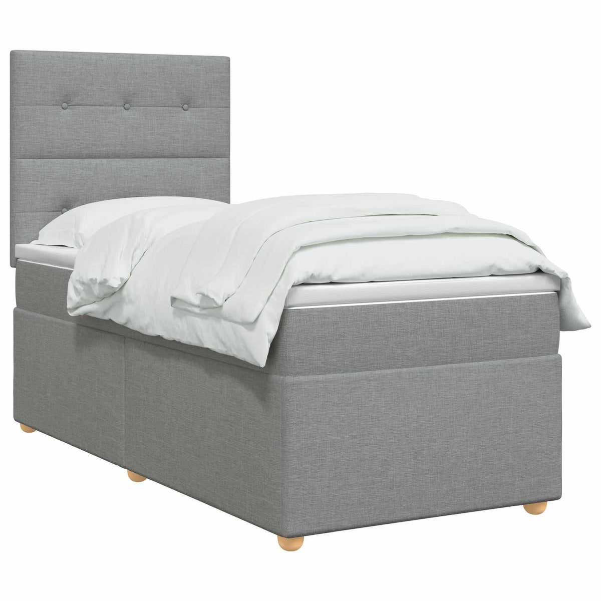 Boxspring ágy matraccal Világosszürke 90 x 190 cm Szövet