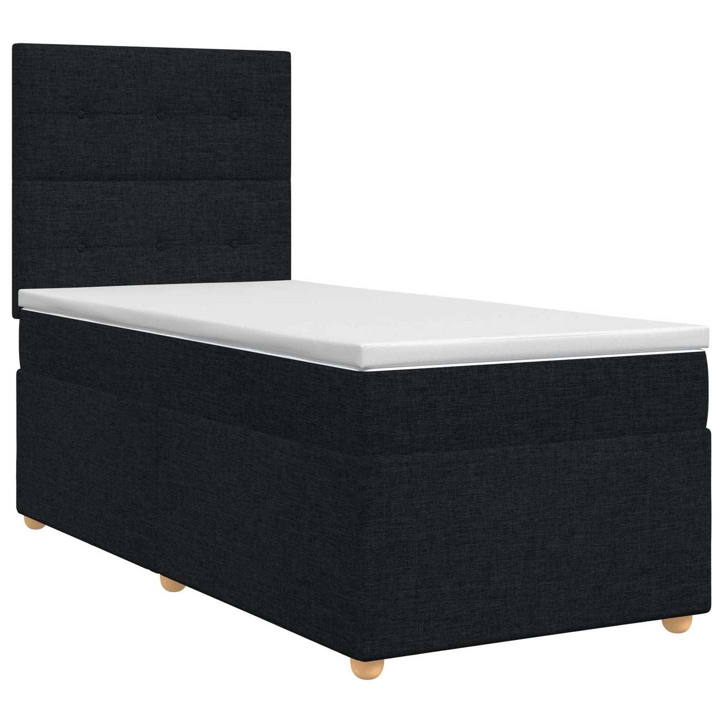 Boxspring ágy matraccal fejtámlával Fekete 100 x 200 cm Szövet