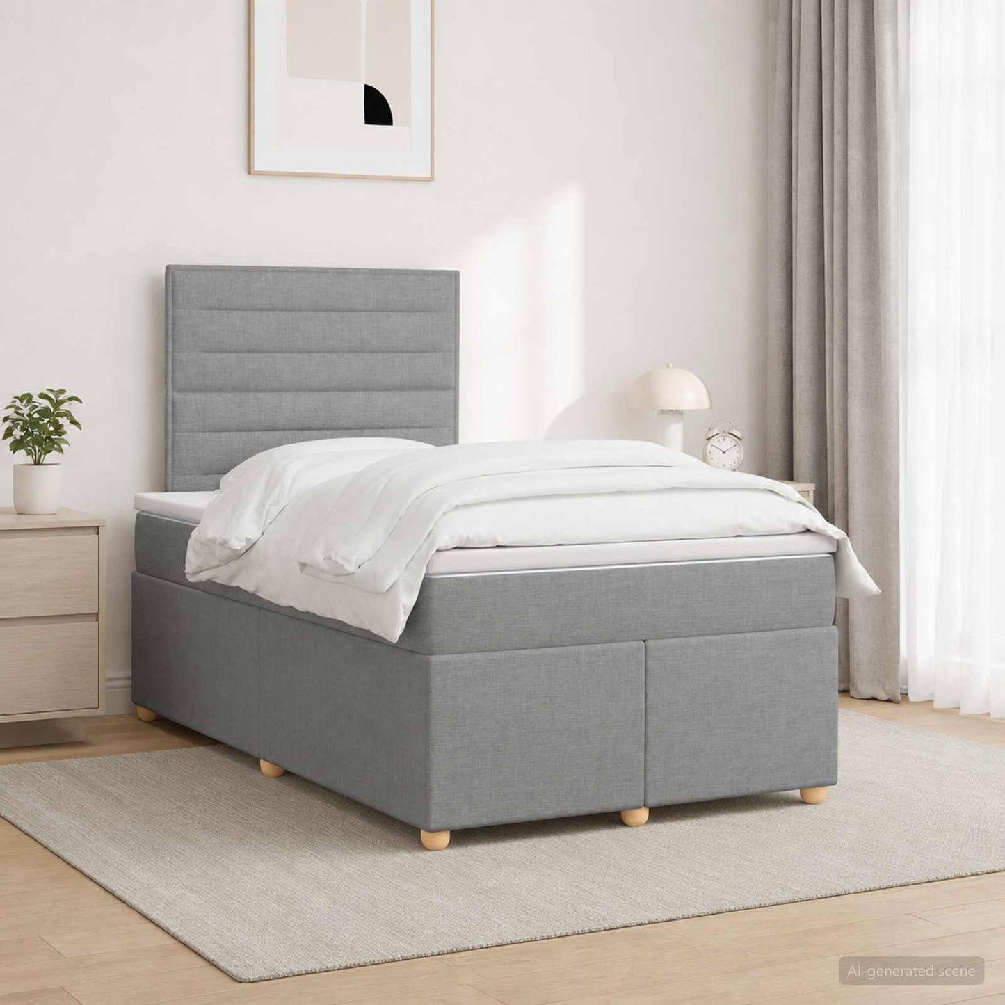 Boxspring ágy matraccal Világosszürke 120 x 190 cm Szövet