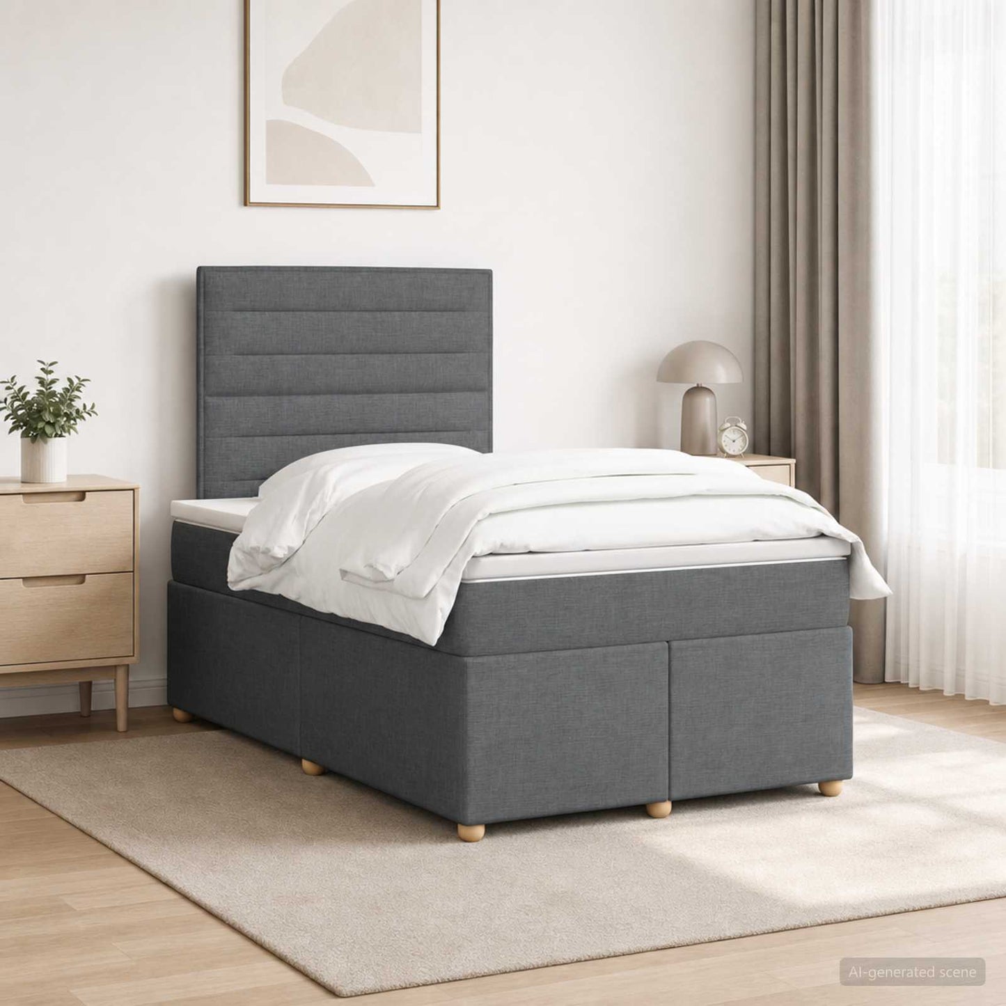 Boxspring ágy matraccal Sötétszürke 120 x 200 cm Szövet